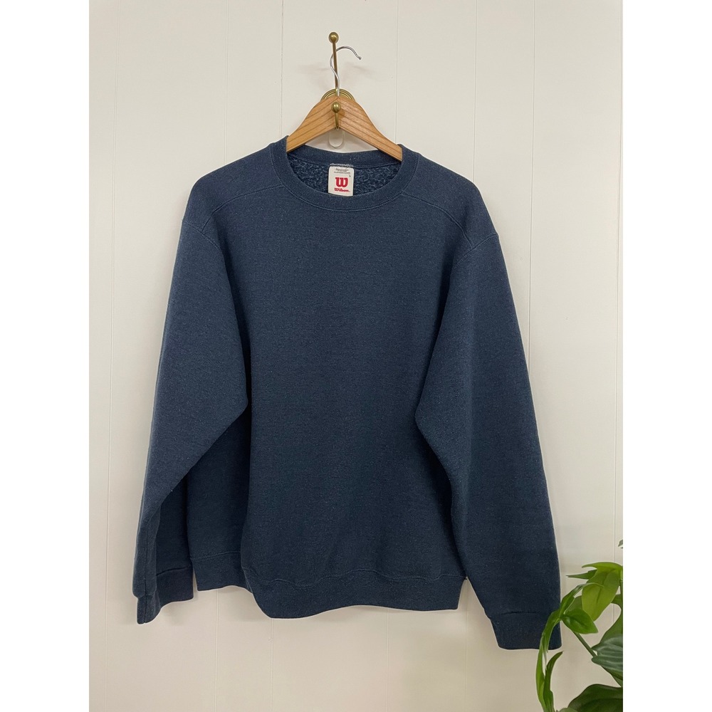 Vintage Wilson Navy Blue Crewneck Sweatshirt Mens Large Heather Pullover Fleece